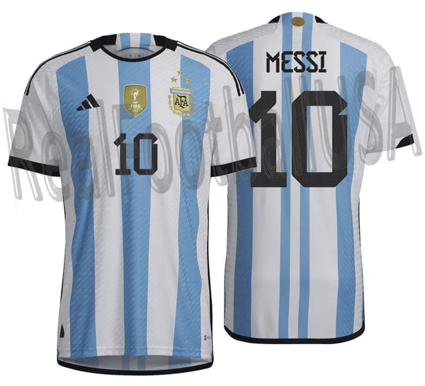 ADIDAS LIONEL MESSI ARGENTINA AUTHENTIC MATCH 3 STARS HOME JERSEY 2023 –