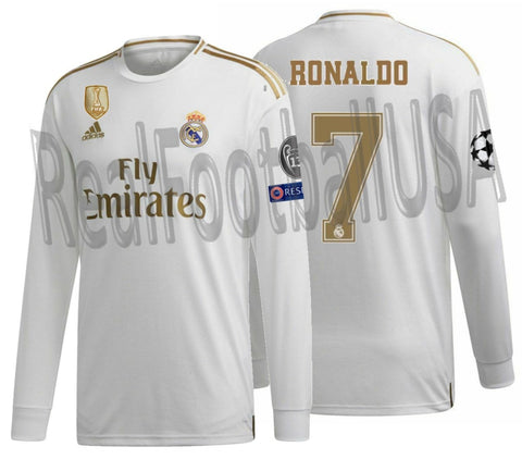 ADIDAS CRISTIANO RONALDO REAL MADRID LONG SLEEVE UEFA CHAMPIONS LEAGUE HOME JERSEY 2019/20 1