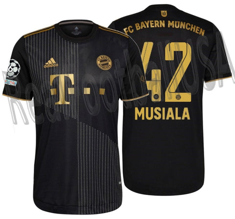ADIDAS JAMAL MUSIALA BAYERN MUNICH AUTHENTIC MATCH UEFA CHAMPIONS LEAGUE AWAY JERSEY 2021/22 1