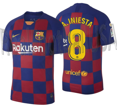 NIKE ANDRES INIESTA FC BARCELONA HOME JERSEY 2019/20 LA LIGA CHAMPIONS PATCH 1