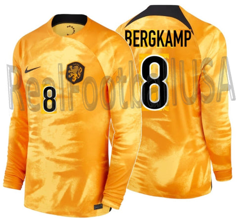 NIKE DENNIS BERGKAMP NETHERLANDS LONG SLEEVE HOME JERSEY FIFA WORLD CUP 2022 1
