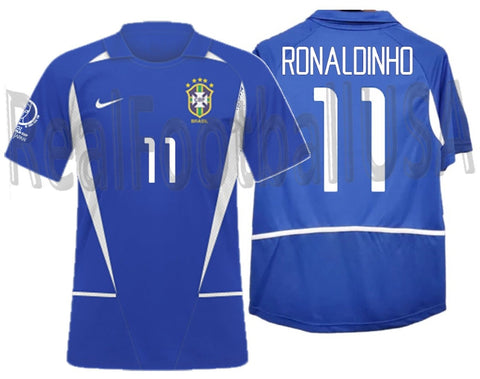 NIKE RONALDINHO BRAZIL AWAY JERSEY FIFA WORLD CUP 2002 WINNERS 1