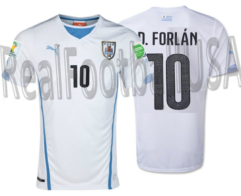 PUMA DIEGO FORLAN URUGUAY AWAY JERSEY FIFA WORLD CUP 2014 PATCHES 1