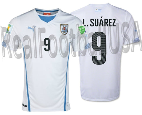 PUMA LUIS SUAREZ URUGUAY AWAY JERSEY FIFA WORLD CUP 2014 PATCHES 1