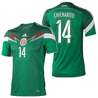 Adidas Mexico Soccer Jersey US 28 Black & Lime Green Chicharito Number 14  AS IS