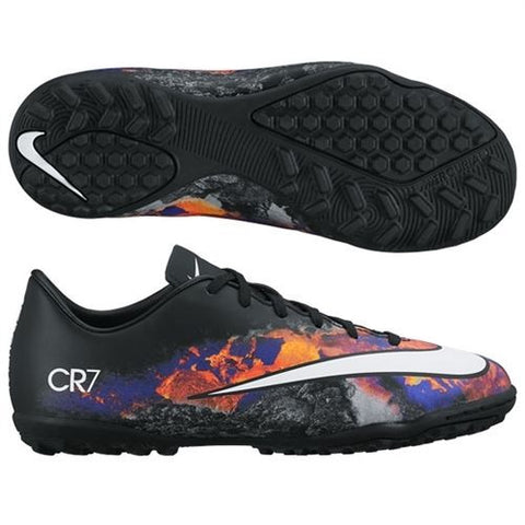 NIKE CR7 MERCURIAL VICTORY V TF JUNIOR YOUTH TURF SOCCER SHOES Black/Total Crimson 1