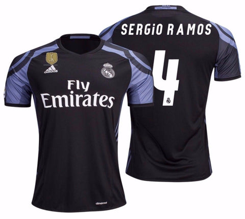 ADIDAS SERGIO RAMOS REAL MADRID FIFA PATCH THIRD JERSEY 2016/17.