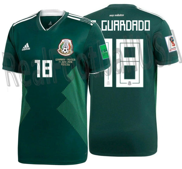 ADIDAS ANDRES GUARDADO MEXICO HOME JERSEY FIFA WORLD CUP 2018 MATCH DETAIL  PATCHES