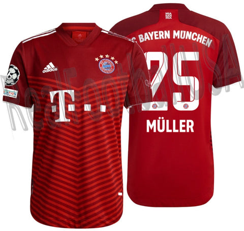ADIDAS THOMAS MULLER BAYERN MUNICH AUTHENTIC UEFA CHAMPIONS LEAGUE MATCH HOME JERSEY 2021/22 1
