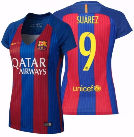 NIKE LUIS SUAREZ FC BARCELONA WOMEN'S HOME JERSEY 2016/17 QATAR 1