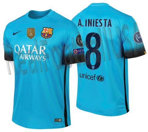 NIKE ANDRES INIESTA FC BARCELONA UEFA CHAMPIONS LEAGUE THIRD JERSEY 2015/16 1