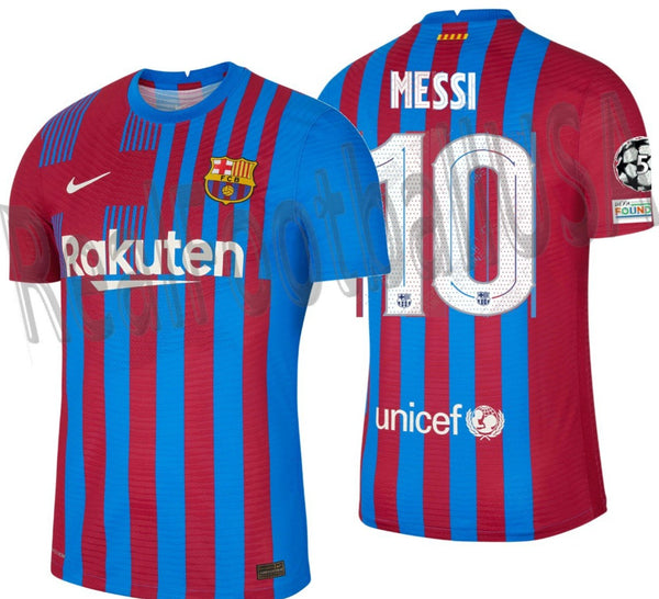 Nike Dri Fit Men Sz Medium Red Blue Messi 10 Unicef Short Sleeve Soccer  Jersey.