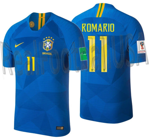NIKE ROMARIO BRAZIL VAPOR MATCH AWAY JERSEY FIFA WORLD CUP 2018 PATCHES 1