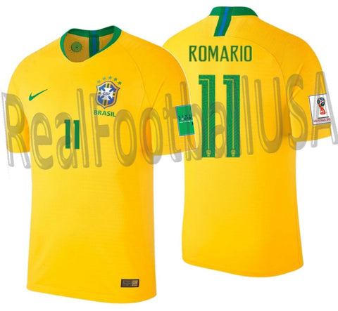 NIKE ROMARIO BRAZIL VAPOR MATCH HOME JERSEY FIFA WORLD CUP 2018 PATCHES 1