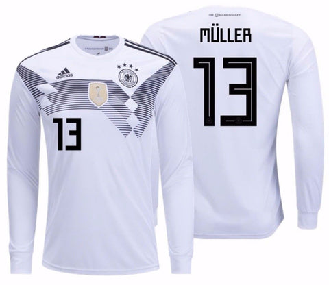 ADIDAS THOMAS MULLER GERMANY LONG SLEEVE HOME JERSEY FIFA WORLD CUP 2018