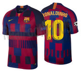 NIKE RONALDINHO FC BARCELONA 20TH ANNIVERSARY MASHUP UEFA CHAMPIONS LEAGUE HOME JERSEY 1999 -2019.