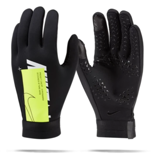 NIKE HYPERWARM ACADEMY FIELD PLAYER SOCCER GLOVES Black Volt