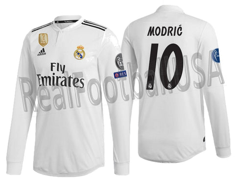 ADIDAS MODRIC REAL MADRID LONG SLEEVE AUTHENTIC MATCH CHAMPIONS LEAGUE HOME JERSEY 2018/19 DQ0869 