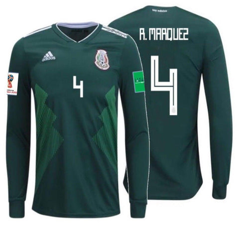 ADIDAS RAFAEL MARQUEZ MEXICO LONG SLEEVE HOME JERSEY WORLD CUP 2018 PATCHES