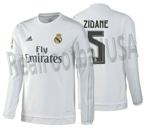 ADIDAS ZINEDINE ZIDANE REAL MADRID LONG SLEEVE HOME JERSEY 2015/16