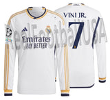 ADIDAS VINI JR REAL MADRID UEFA CHAMPIONS LEAGUE AUTHENTIC MATCH LONG SLEEVE HOME JERSEY 2023/24 1