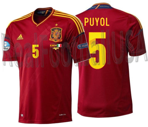 ADIDAS CARLES PUYOL SPAIN HOME JERSEY FINAL GAME EURO 2012 1