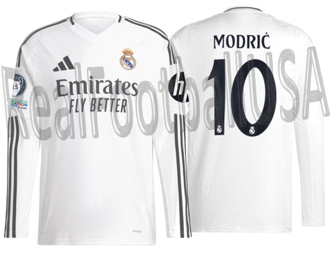 ADIDAS LUKA MODRIC REAL MADRID UEFA CHAMPIONS LEAGUE LONG SLEEVE HOME JERSEY 2024/25 1