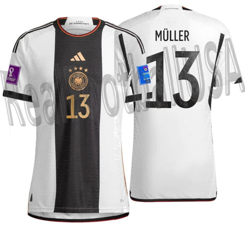 ADIDAS THOMAS MULLER GERMANY AUTHENTIC HOME JERSEY FIFA WORLD CUP 2022 PATCHES 1