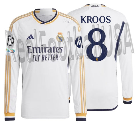 ADIDAS TONY KROOS REAL MADRID UEFA CHAMPIONS LEAGUE AUTHENTIC MATCH LONG SLEEVE HOME JERSEY 2023/24 1