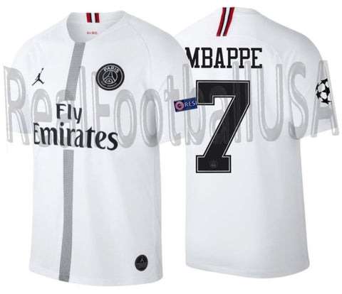 JORDAN KYLIAN MBAPPE PSG PARIS SAINT GERMAIN UEFA CHAMPIONS LEAGUE AWAY JERSEY 2018 19