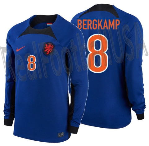 NIKE DENNIS BERGKAMP NETHERLANDS LONG SLEEVE AWAY JERSEY FIFA WORLD CUP 2022