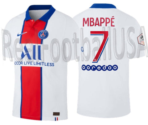 NIKE KYLIAN MBAPPE PSG PARIS SAINT-GERMAIN VAPOR MATCH AWAY JERSEY 2020/211