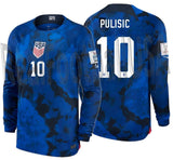 NIKE CHRISTIAN PULISIC USA USMNT LONG SLEEVE AWAY JERSEY FIFA WORLD CUP 2022 PATCHES 1