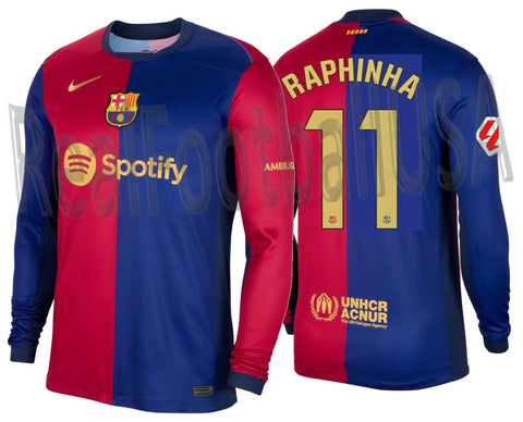NIKE RAPHINHA FC BARCELONA LONG SLEEVE HOME JERSEY 2024/25 1