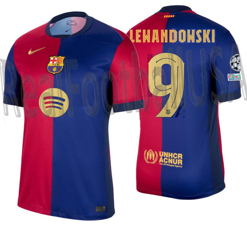 NIKE ROBERT LEWANDOWSKI FC BARCELONA UEFA CHAMPIONS LEAGUE HOME JERSEY 2024/25 NEW SPONSOR 1