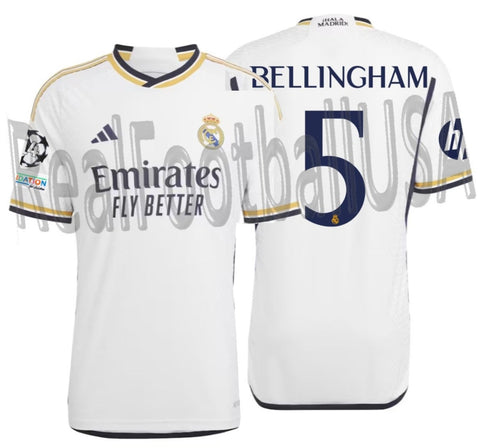 ADIDAS JUDE BELLINGHAM REAL MADRID UEFA CHAMPIONS LEAGUE AUTHENTIC MATCH HOME JERSEY 2023/24