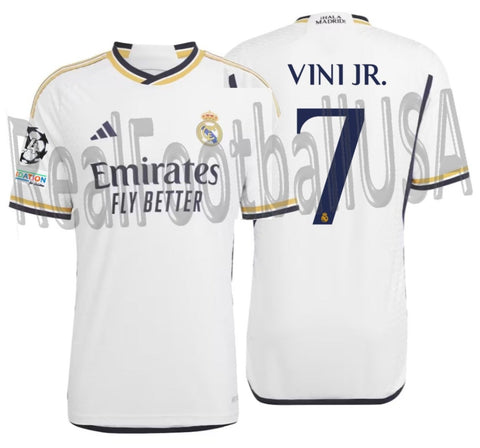 ADIDAS VINI JR REAL MADRID UEFA CHAMPIONS LEAGUE AUTHENTIC MATCH HOME JERSEY 2023/24 1