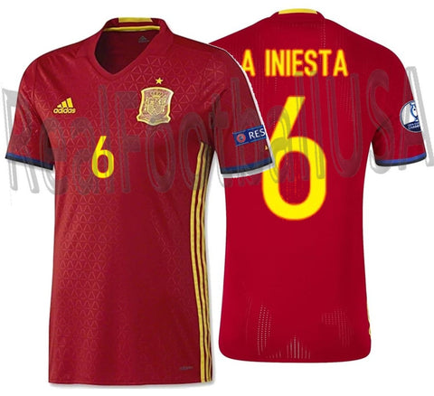 ADIDAS ANDRES INIESTA SPAIN AUTHENTIC MATCH HOME JERSEY EURO 2016 1