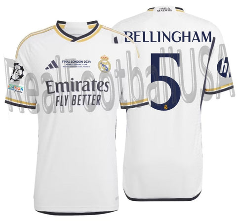 ADIDAS JUDE BELLINGHAM REAL MADRID AUTHENTIC MATCH HOME JERSEY UEFA CHAMPIONS LEAGUE FINAL 2024 1