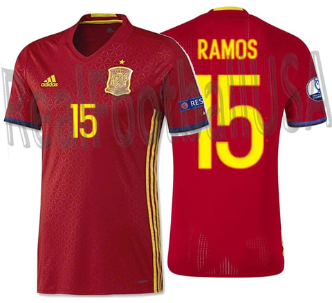 ADIDAS SERGIO RAMOS SPAIN AUTHENTIC MATCH HOME JERSEY EURO 2016 1