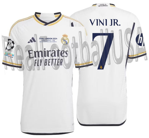 ADIDAS VINI JR REAL MADRID AUTHENTIC MATCH HOME JERSEY UEFA CHAMPIONS LEAGUE FINAL 2024 1