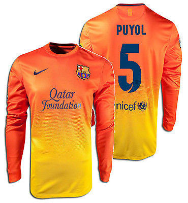 NIKE CARLES PUYOL FC BARCELONA LONG SLEEVE AWAY JERSEY 2012