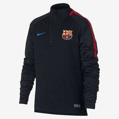 NIKE FC BARCELONA YOUTH DRY SQUAD DRILL TRAINING TOP Black/Black/University Red/ 