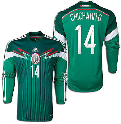 ADIDAS CHICHARITO MEXICO LONG SLEEVE HOME JERSEY FIFA WORLD CUP 2014 1