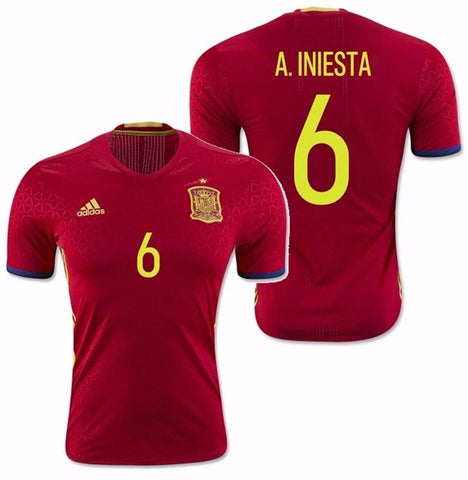 ADIDAS ANDRES INIESTA SPAIN AUTHENTIC PLAYER ADIZERO HOME JERSEY EURO 2016 1
