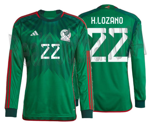 ADIDAS HIRVING LOZANO MEXICO LONG SLEEVE HOME JERSEY FIFA WORLD CUP 2022 1