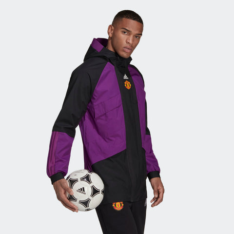 Men's adidas Black/Purple Manchester United Travel Drill Raglan