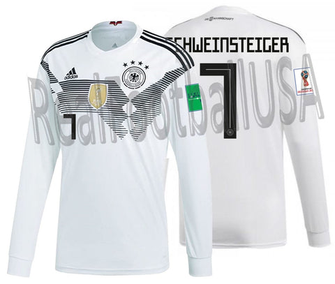 ADIDAS BASTIAN SCHWEINSTEIGER GERMANY LONG SLEEVE HOME JERSEY FIFA WORLD CUP 2018 PATCHES 1