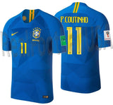 NIKE PHILIPPE COUTINHO BRAZIL VAPOR MATCH AWAY JERSEY FIFA WORLD CUP 2018 PATCHES