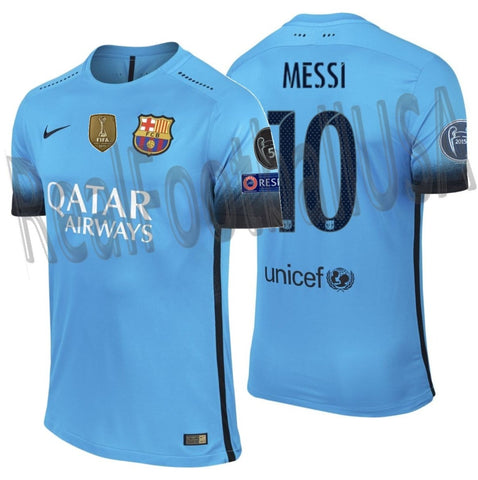 NIKE LIONEL MESSI FC BARCELONA AUTHENTIC MATCH UEFA CHAMPIONS LEAGUE THIRD JERSEY 2015/16 0